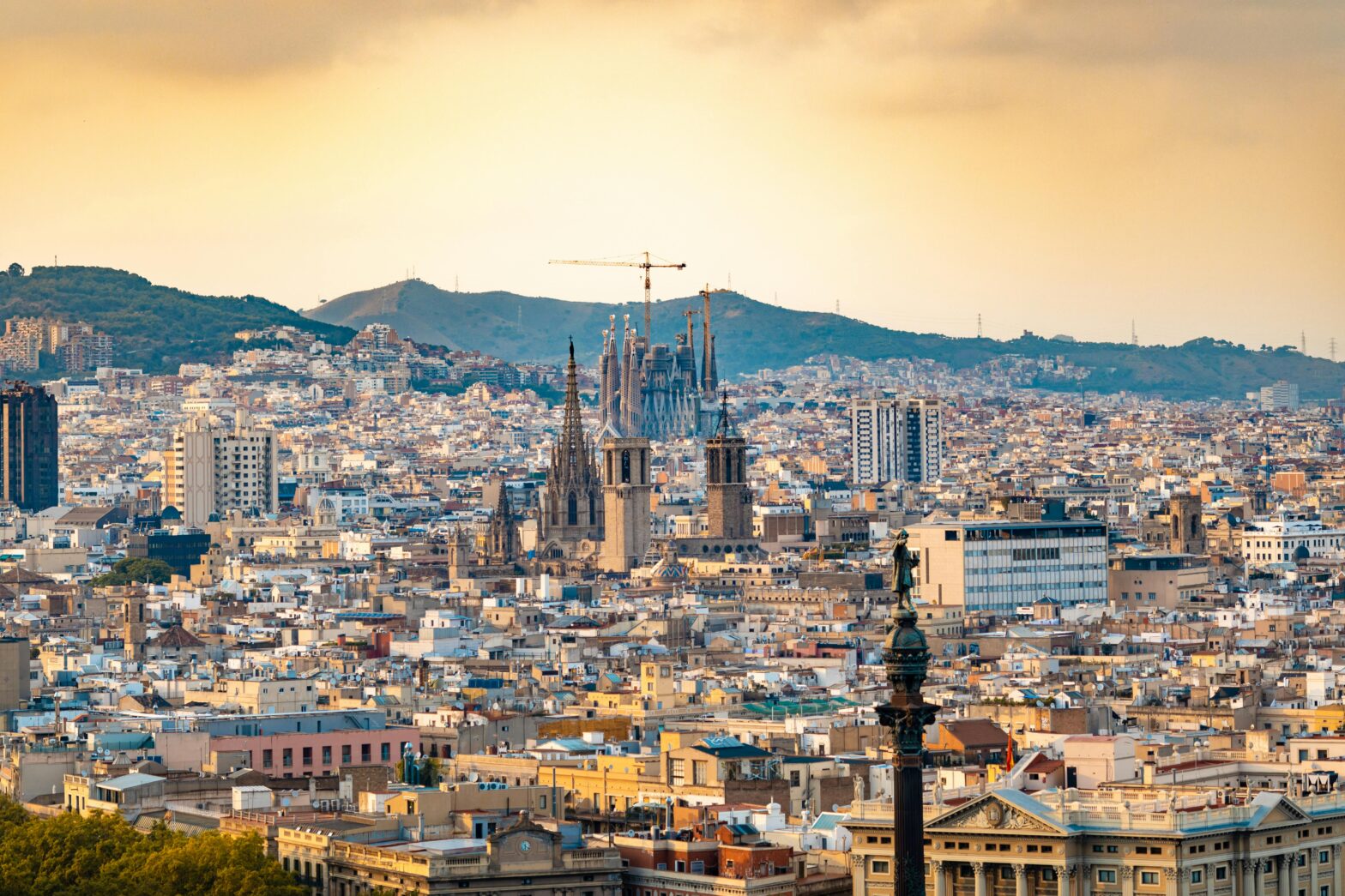 The Sagrada Familia Cathedral dominates the cities skyline